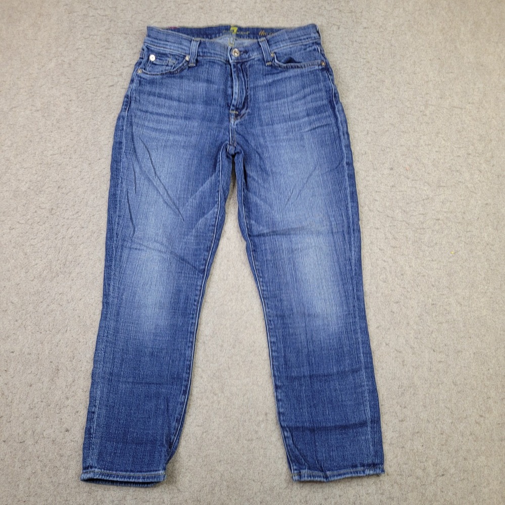 7 For All Mankind The Capri Jeans Womens 27 Blue Medium Wash Stretch‎